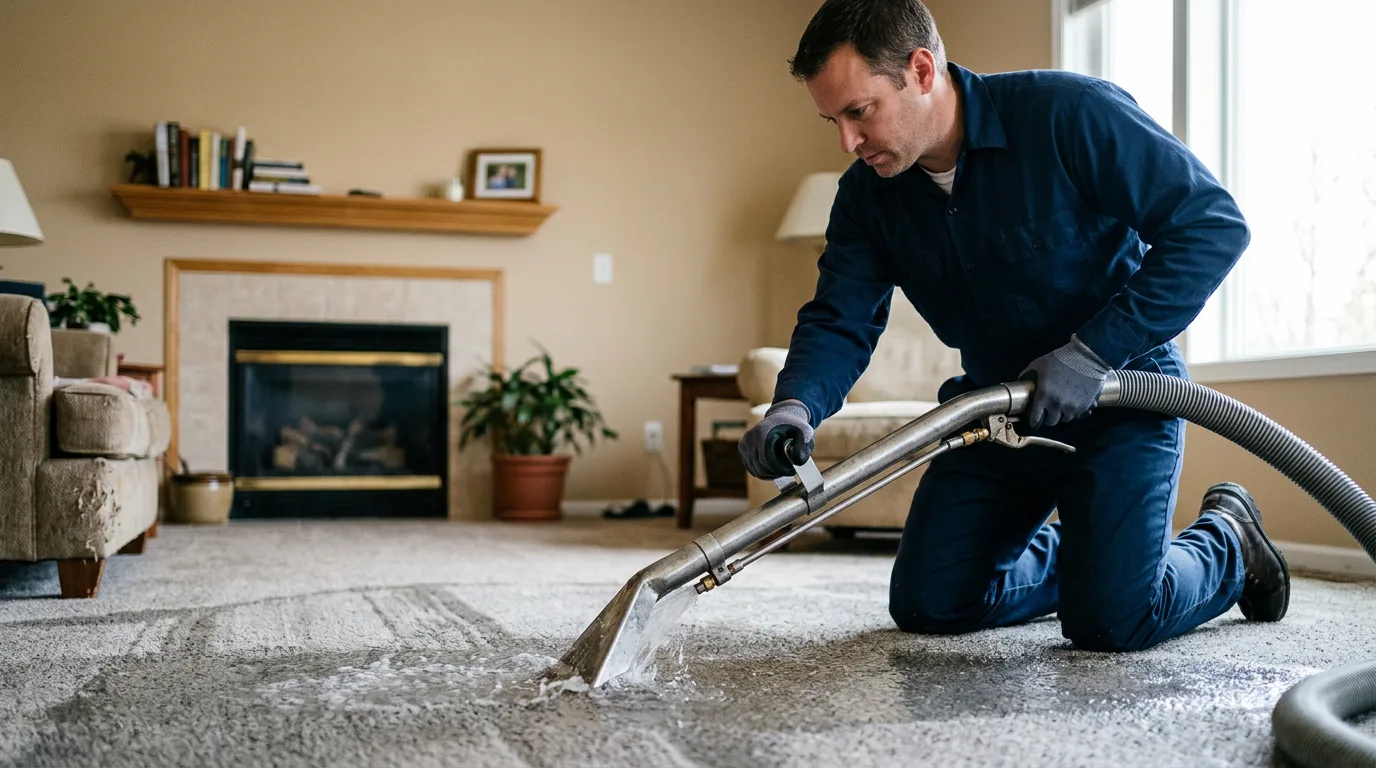 Water damage restoration technician working near Riverside, PA